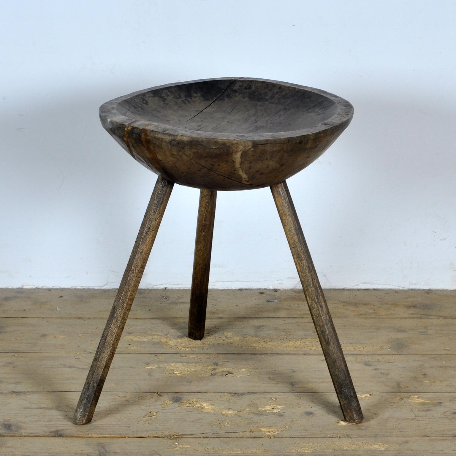 Rustique Tabouret à lait en Oak, 1900 en vente