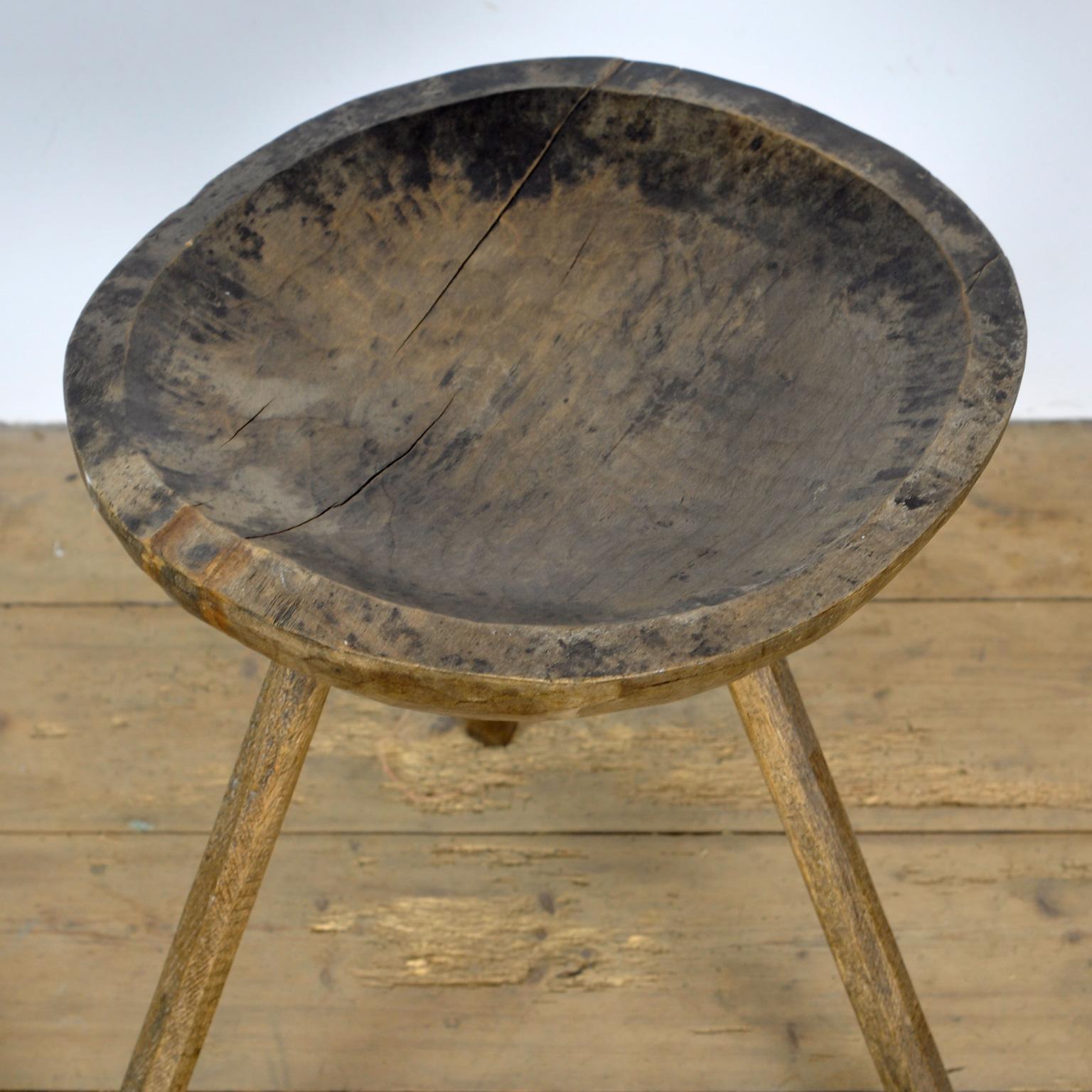 Français Tabouret à lait en Oak, 1900 en vente