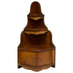 Used Oak Miniature Serpentine Encoigneur or Corner Cupboard