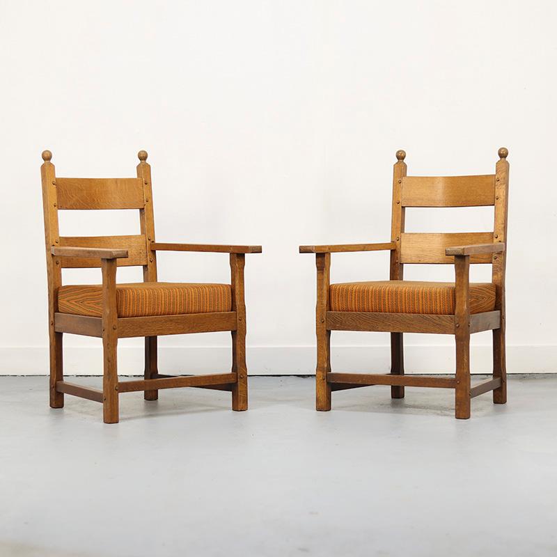 Minimaliste Oak Minimalism Armchairs, 1940s, Set of 4 en vente