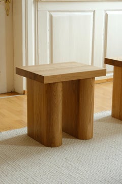 Oak minimalist stool cushion round legs by HOLDHOLD
