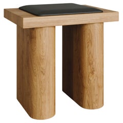Oak minimalist stool cushion round legs by HOLDHOLD