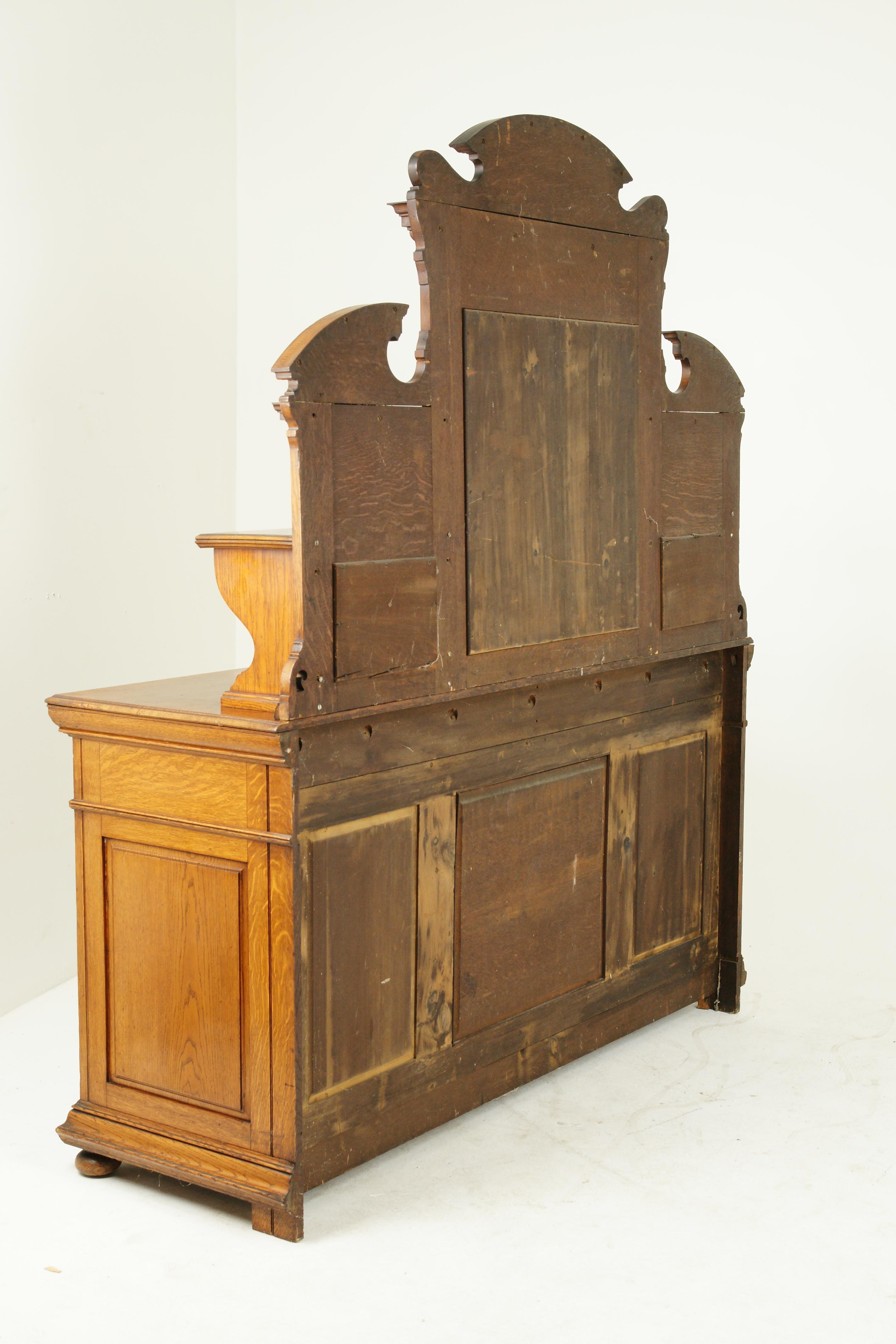 Antique Oak Sideboard, Mirror Back, Buffet, Credenza, Victorian, Scotland, 1890 9