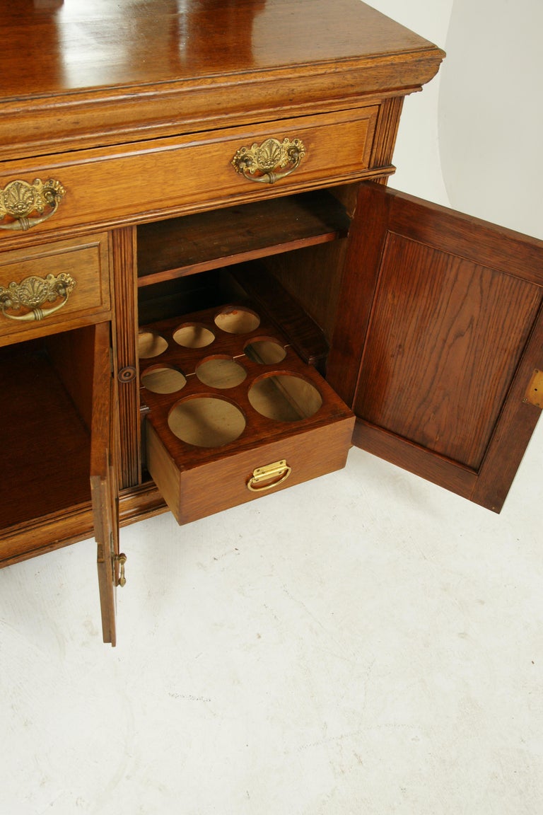 Antique Oak Sideboard, Mirror Back, Buffet, Credenza, Victorian