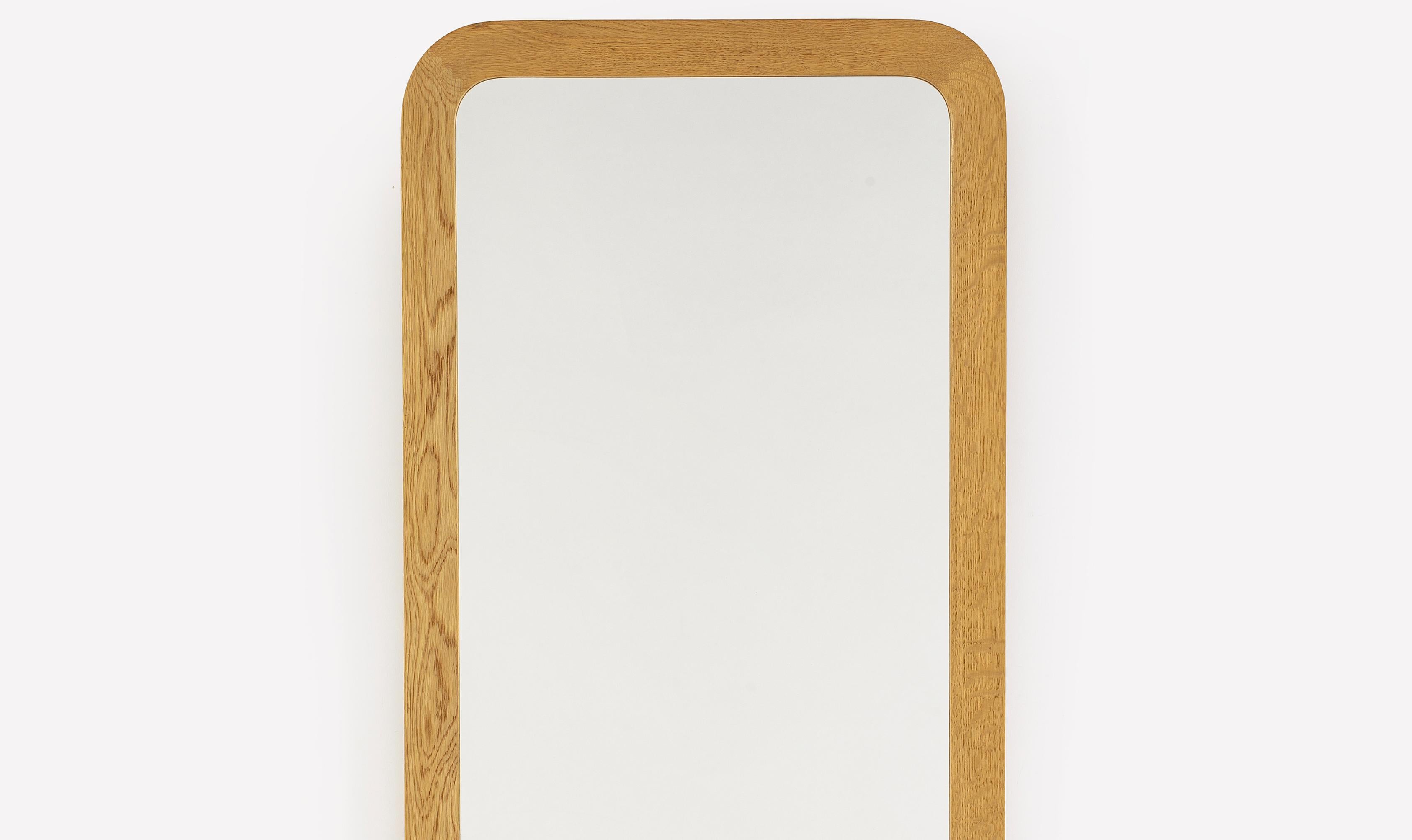 Swedish Oak Mirror by AB Glas & Tra Hovmantorp 1962 Marked For Sale