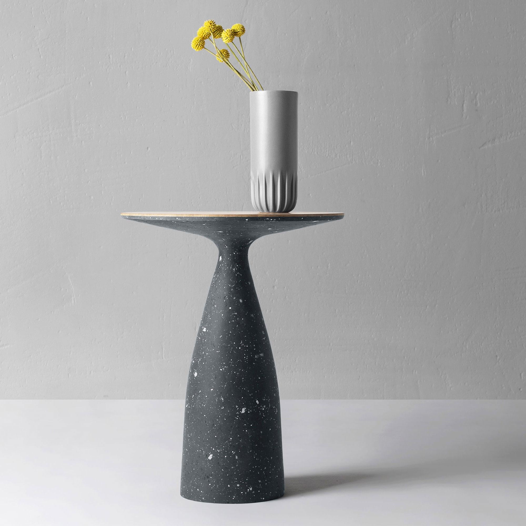 Lithuanian Oak Modern Side Table, Black Minimalist Coffee Table by Donatas Žukauskas