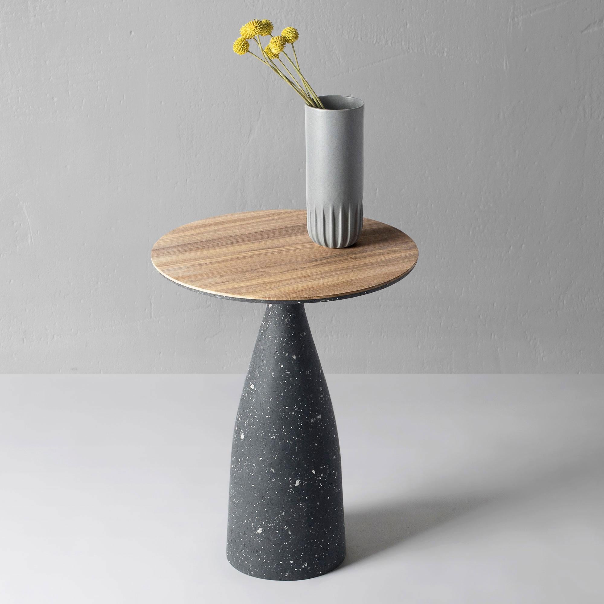 Contemporary Oak Modern Side Table, Black Minimalist Coffee Table by Donatas Žukauskas