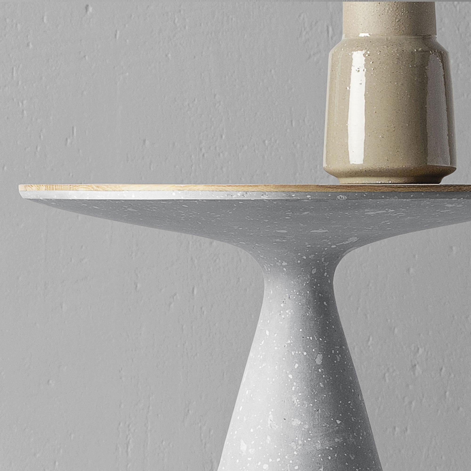 Hand-Crafted Oak Modern Side Table, Grey Minimalist Coffee Table by Donatas Žukauskas