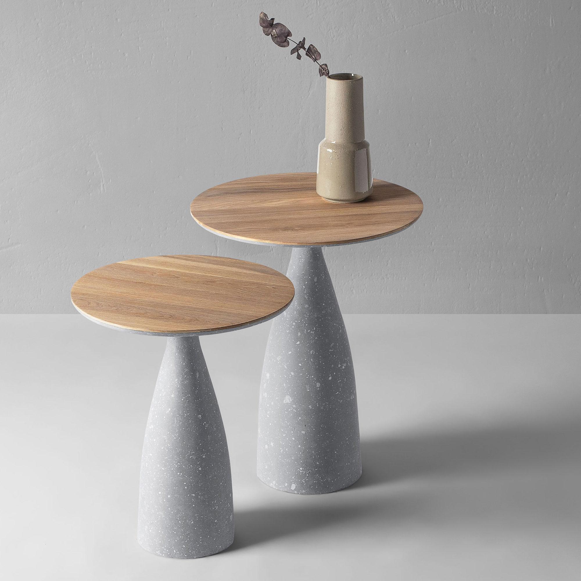 Contemporary Oak Modern Side Table, Grey Minimalist Coffee Table by Donatas Žukauskas