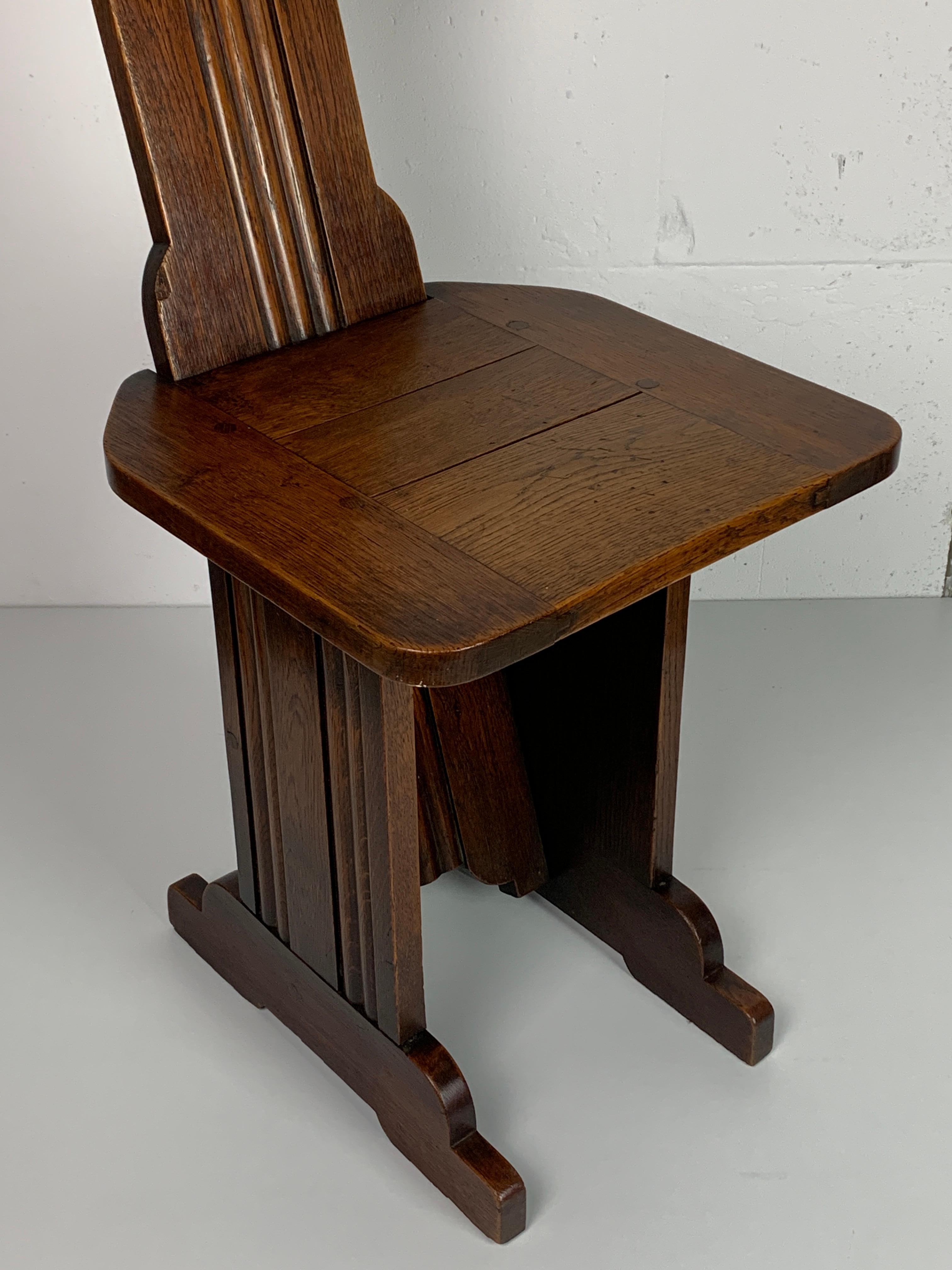 Oak modernist side chair by Charles Dudouyt for L'abeillée, France 1930s-1940s 8