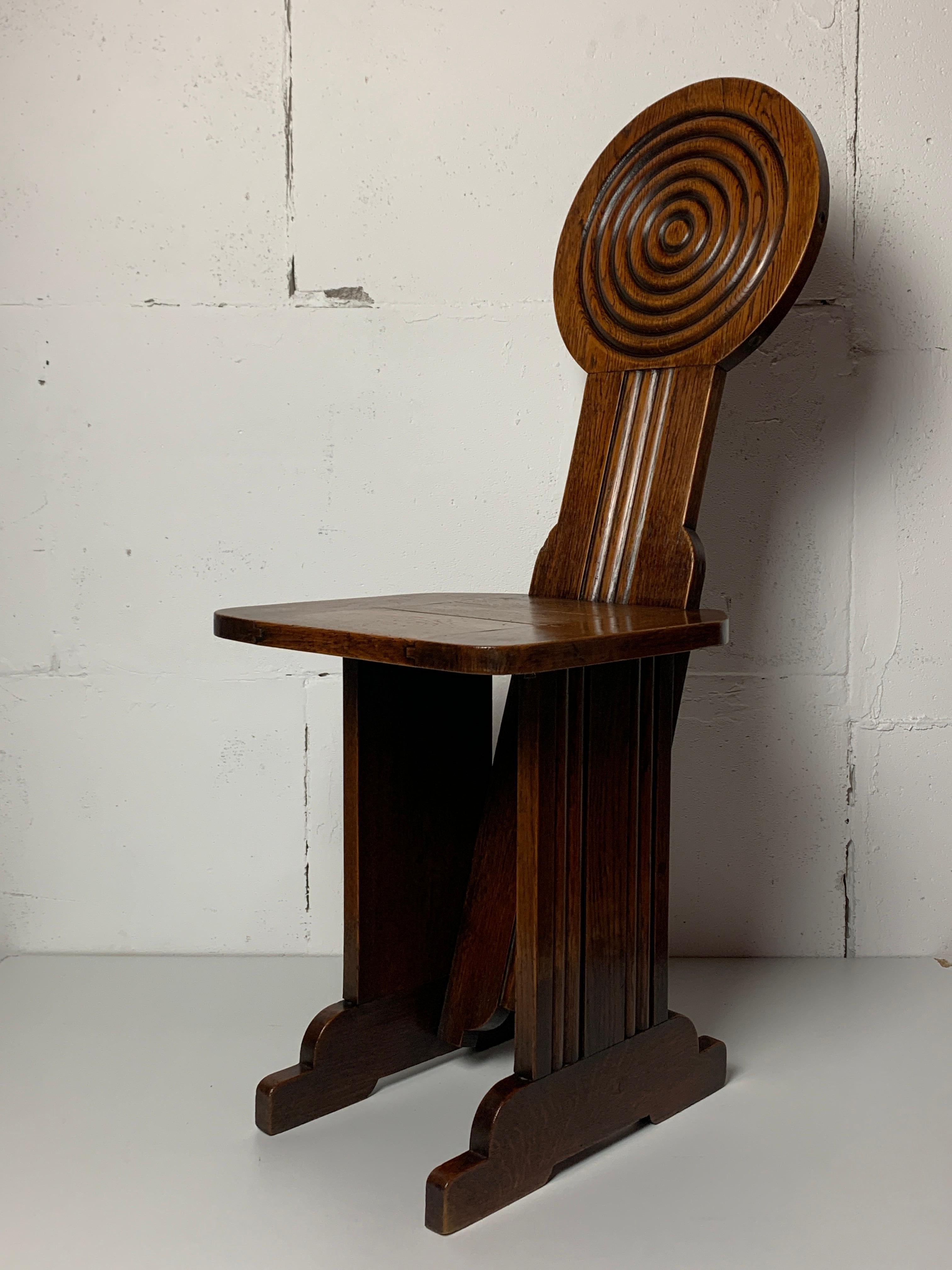 Art Deco Oak modernist side chair by Charles Dudouyt for L'abeillée, France 1930s-1940s