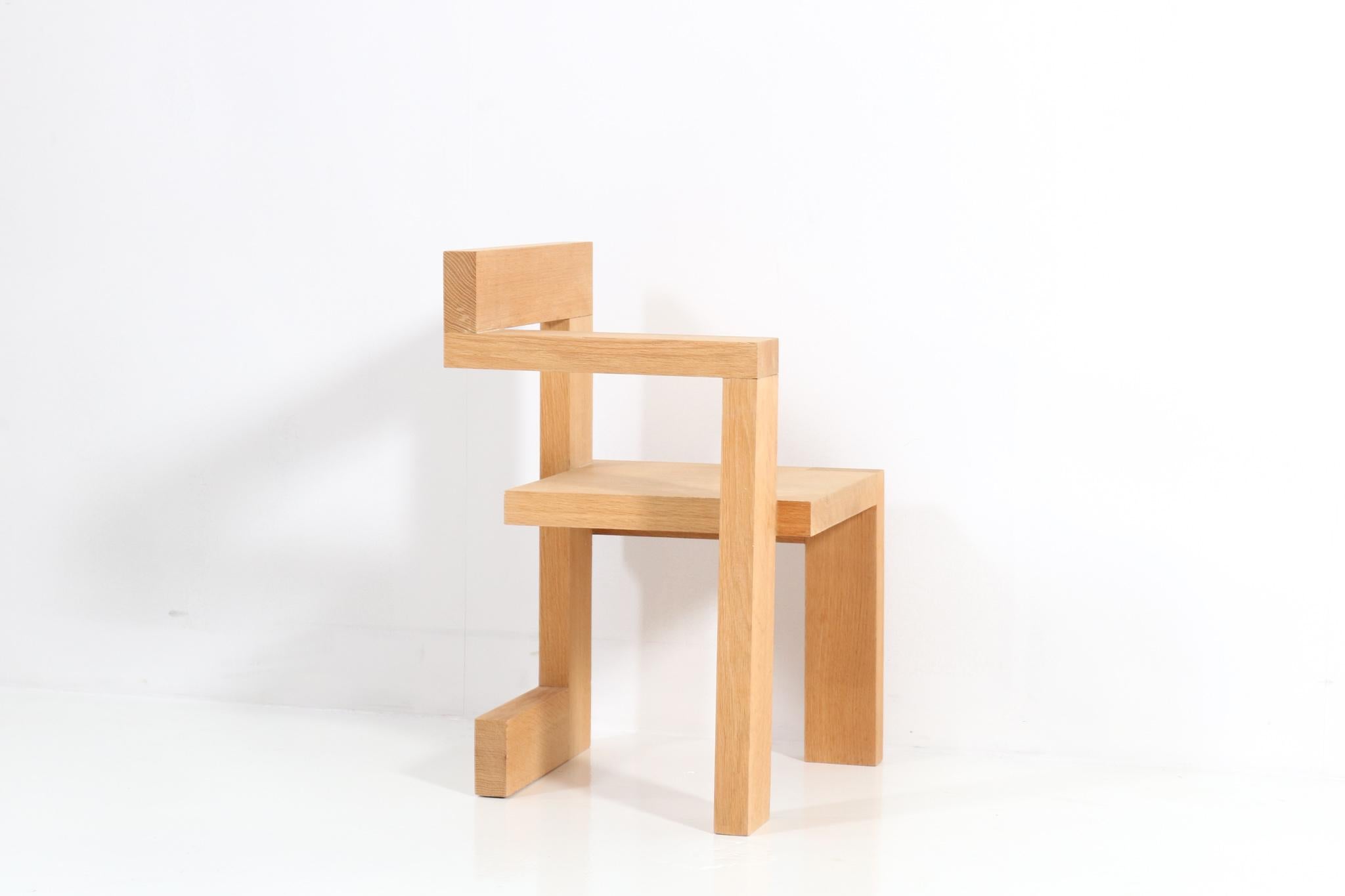 Dutch Oak Modernist Steltman Chair by Gerrit Rietveld