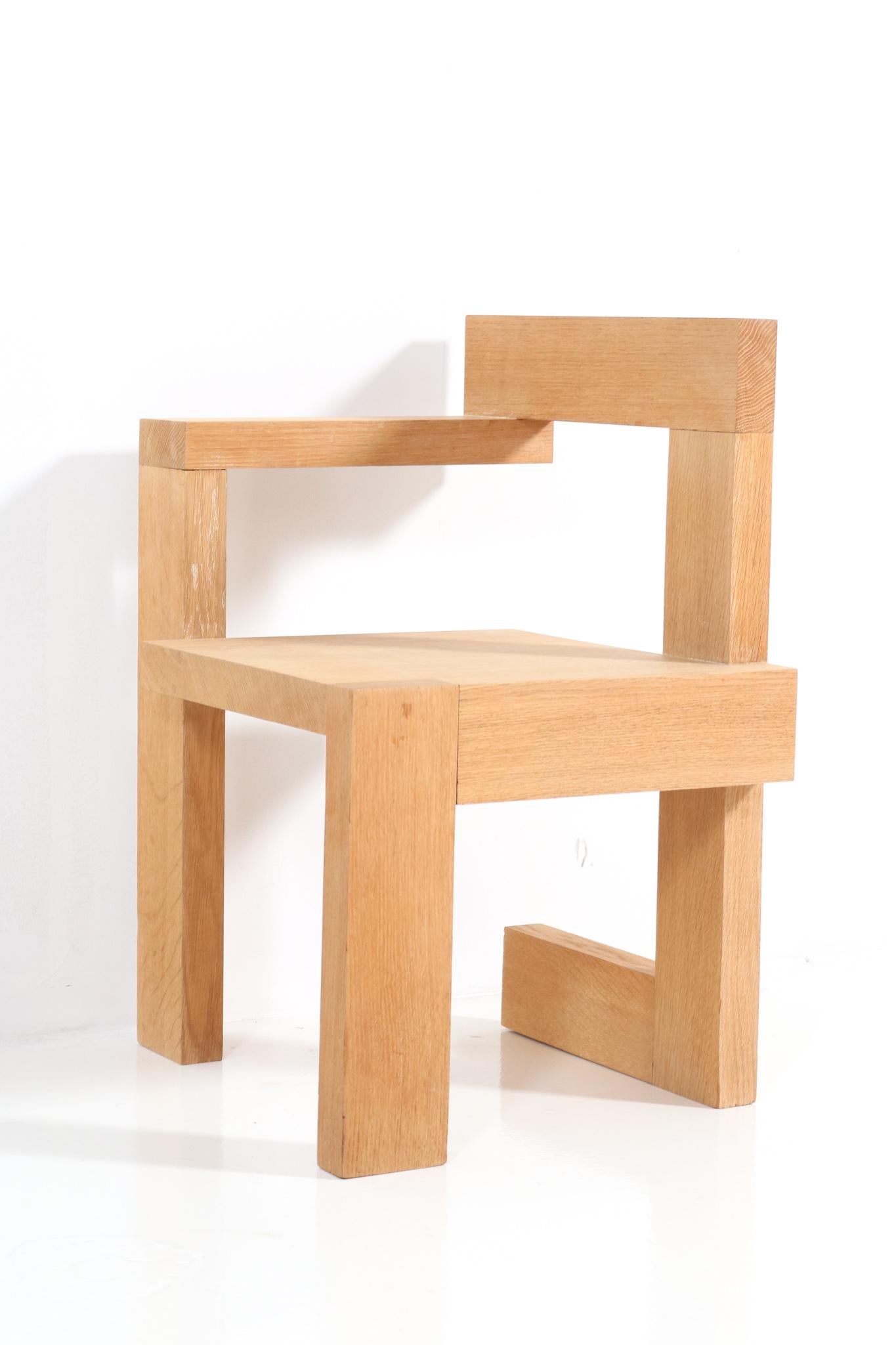 Contemporary Oak Modernist Steltman Chair by Gerrit Rietveld