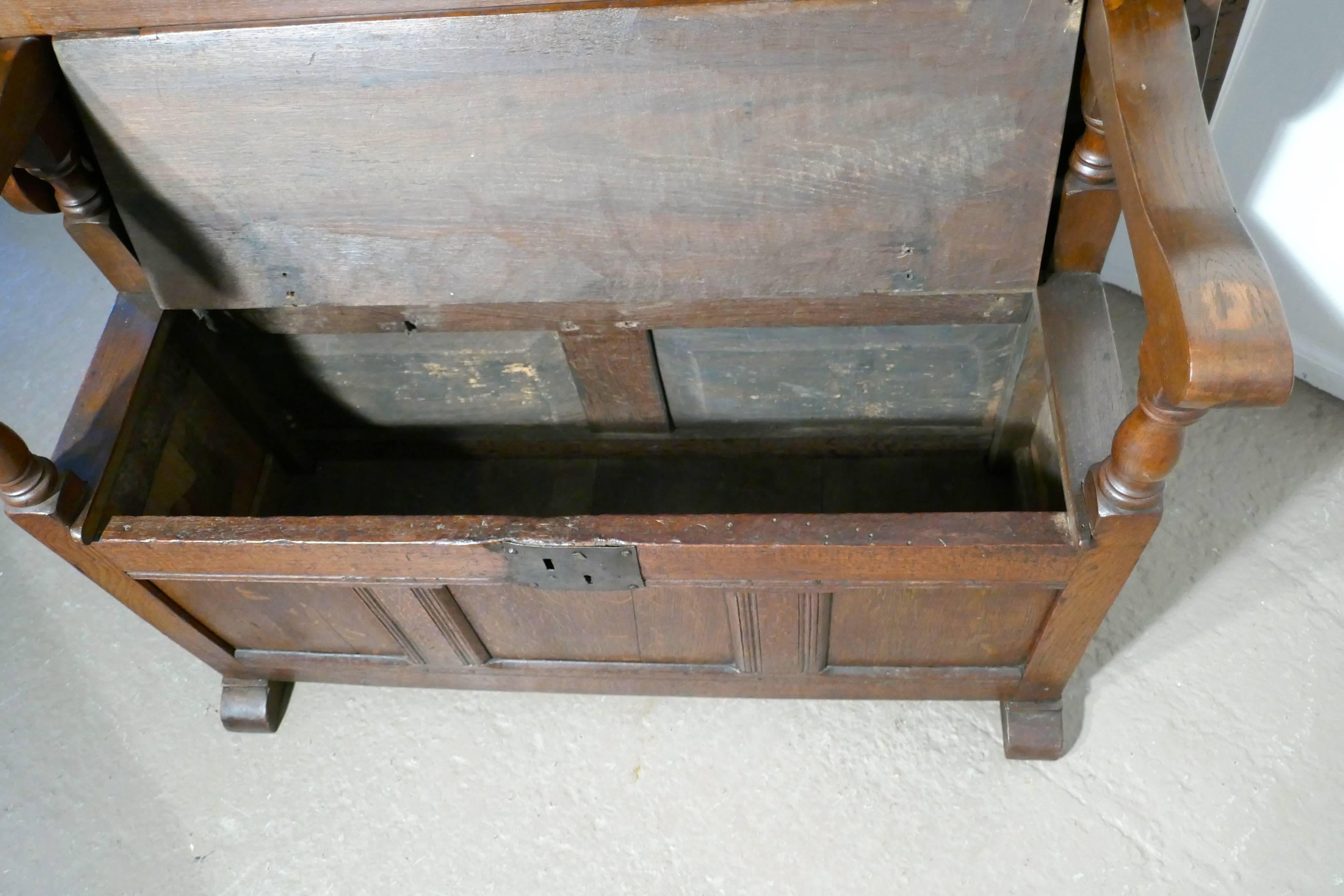 19th Century Oak Monks Bench Settle, Hall Table