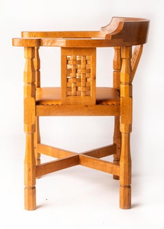 Oak Monk’s Chair by Robert “Mouseman” Thompson, England, circa 1950