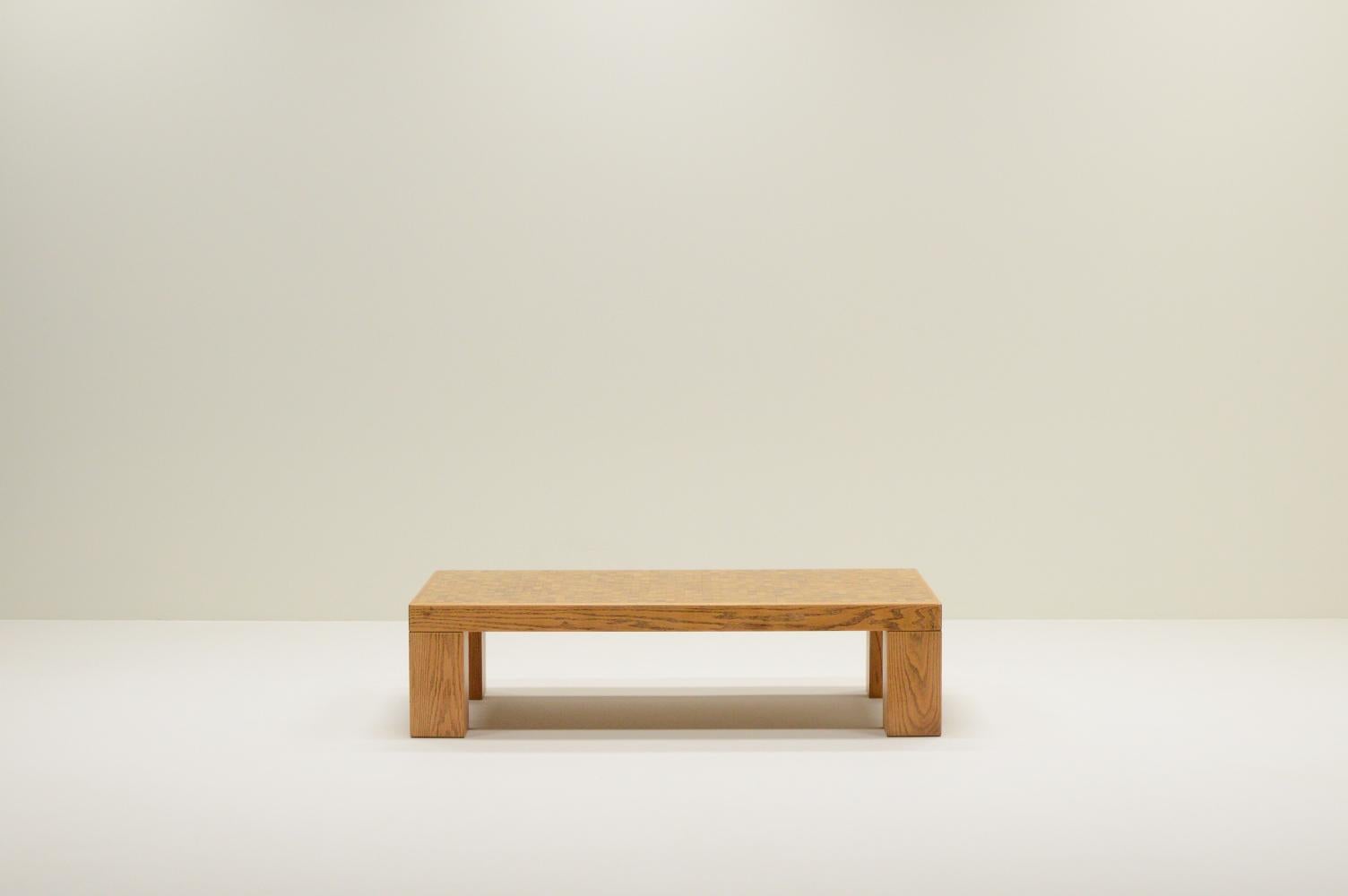 Mid-Century Modern Table basse en mosaïque d'Oak de Middelboe & Lindum pour Tranekaer, années 1970, Danemark. en vente