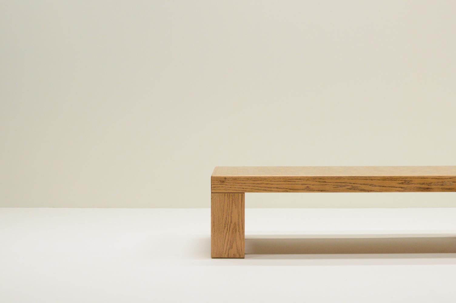 Table basse en mosaïque d'Oak de Middelboe & Lindum pour Tranekaer, années 1970, Danemark. Bon état - En vente à Landgraaf, NL