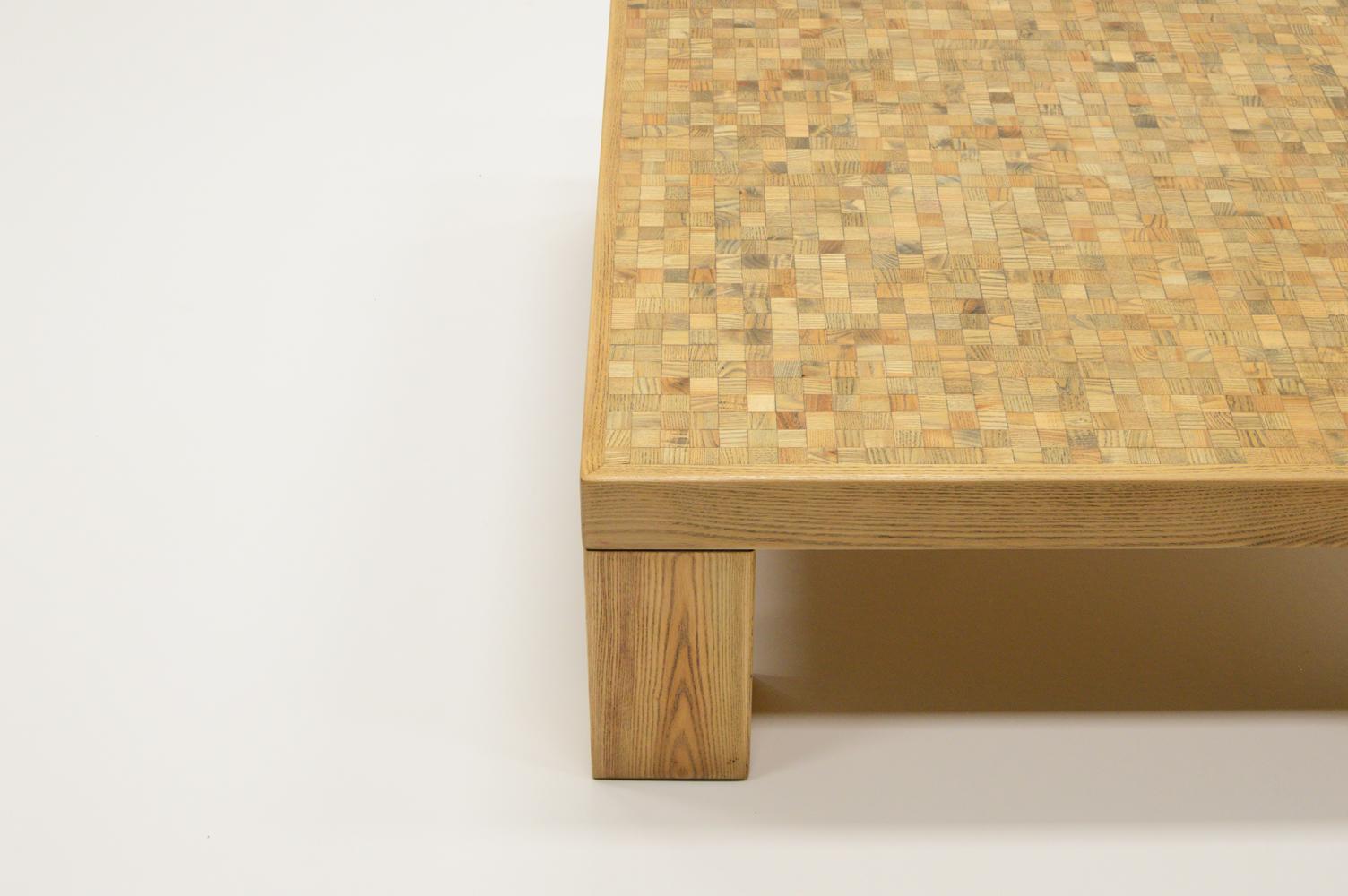 Fin du 20e siècle Table basse en mosaïque d'Oak de Middelboe & Lindum pour Tranekaer, années 1970, Danemark. en vente