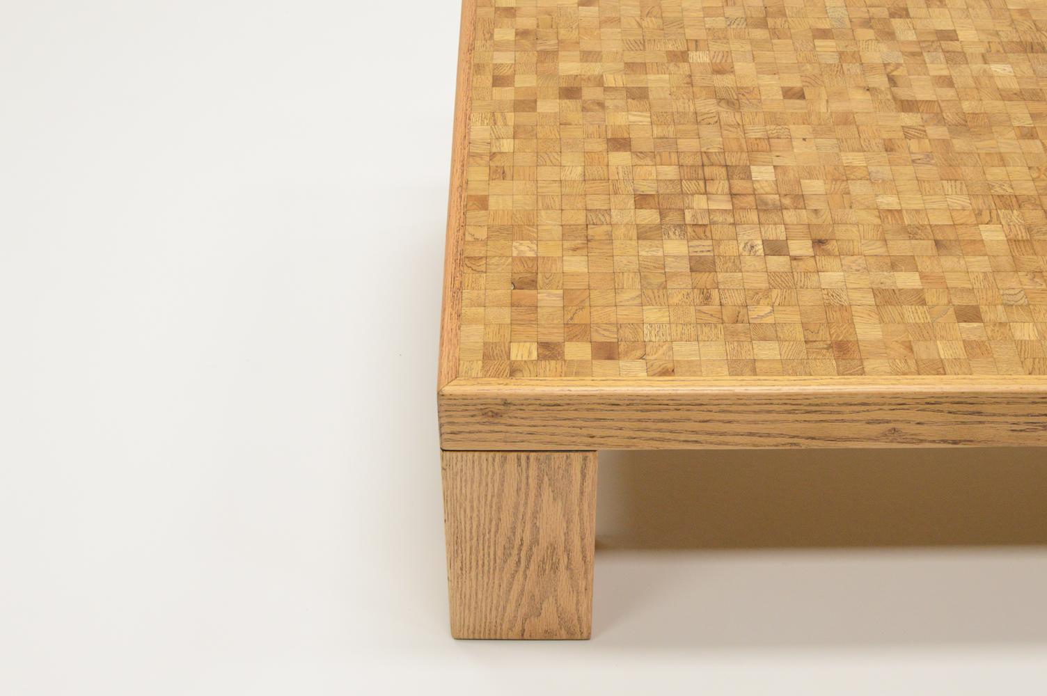 Fin du 20e siècle Table basse en mosaïque d'Oak de Middelboe & Lindum pour Tranekaer, années 1970, Danemark. en vente