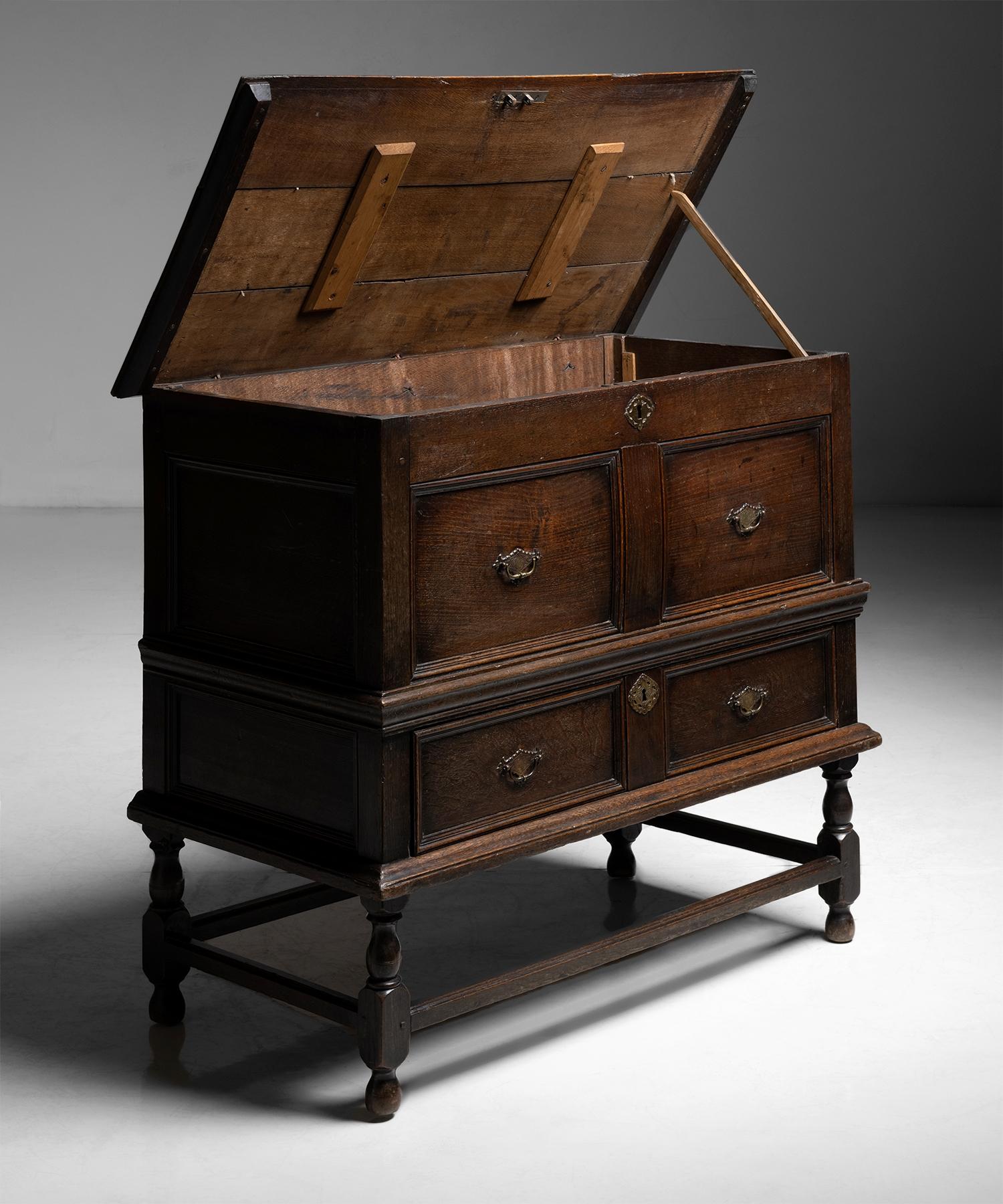 18th Century and Earlier Oak Mule Chest, Wales, circa 1730