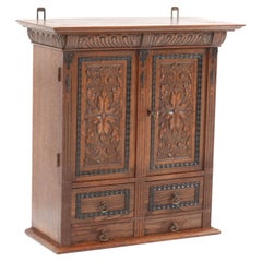 Oak Neo Renaissance Wall Cabinet, 1900s