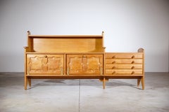 Oak Neo-Rustic Sideboard by Guillerme & Chambron France 1960's