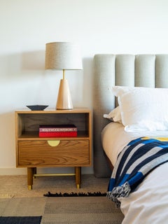 Lawson-Fenning Niguel Side Table, Modern Oak & Brass Nightstand