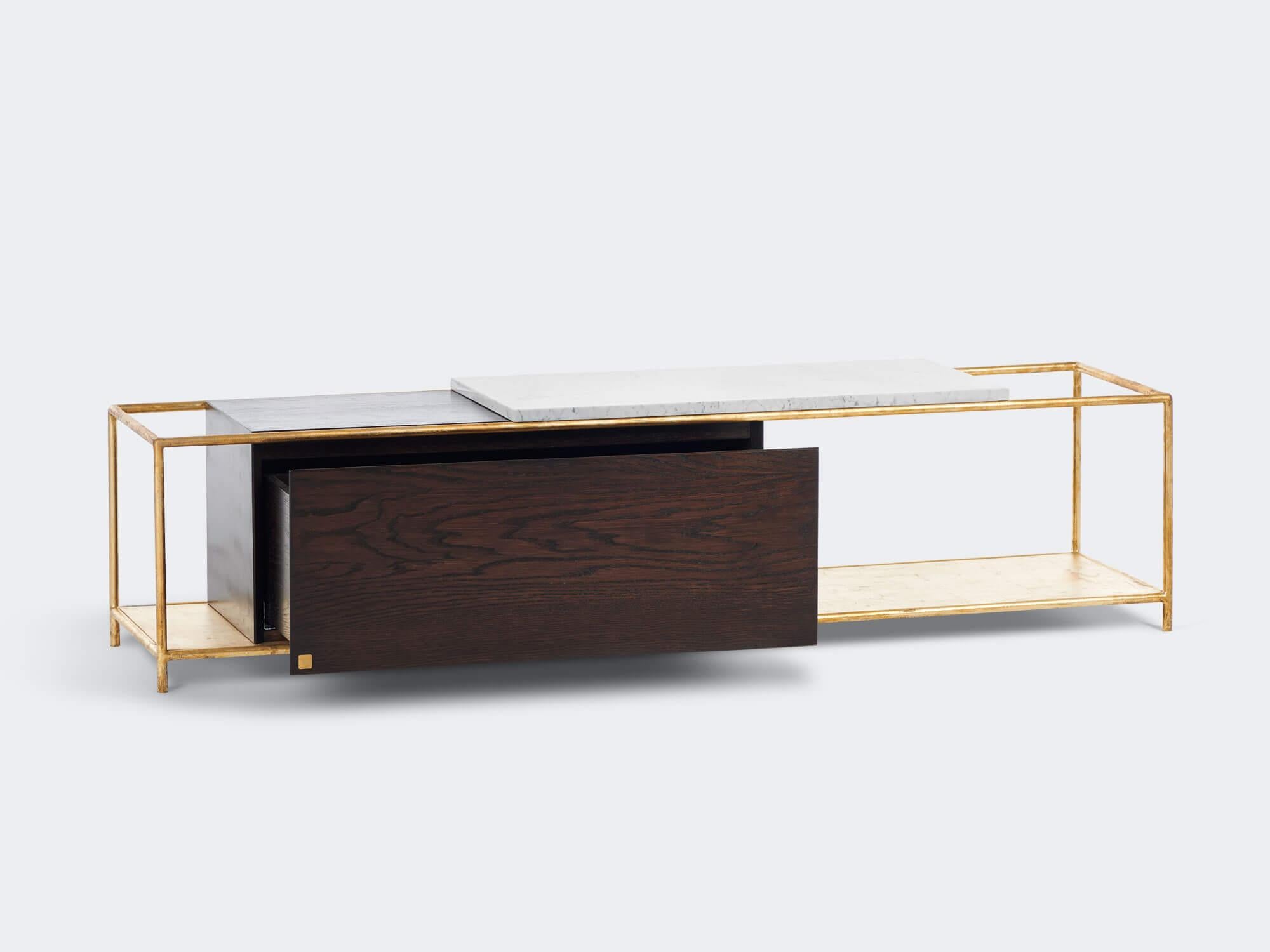 Oak Noir Brass Calacata Vagli Supreme Sideboard by Milla & Milli In New Condition For Sale In Geneve, CH