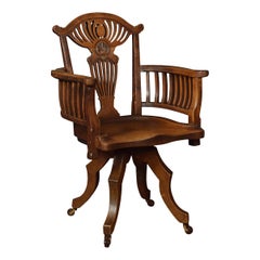 Antique Oak Office / Captain's Revolving Desk Chair