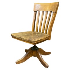 Oak Office Chair, Swivel and Height Adjustable, Circa 1930
