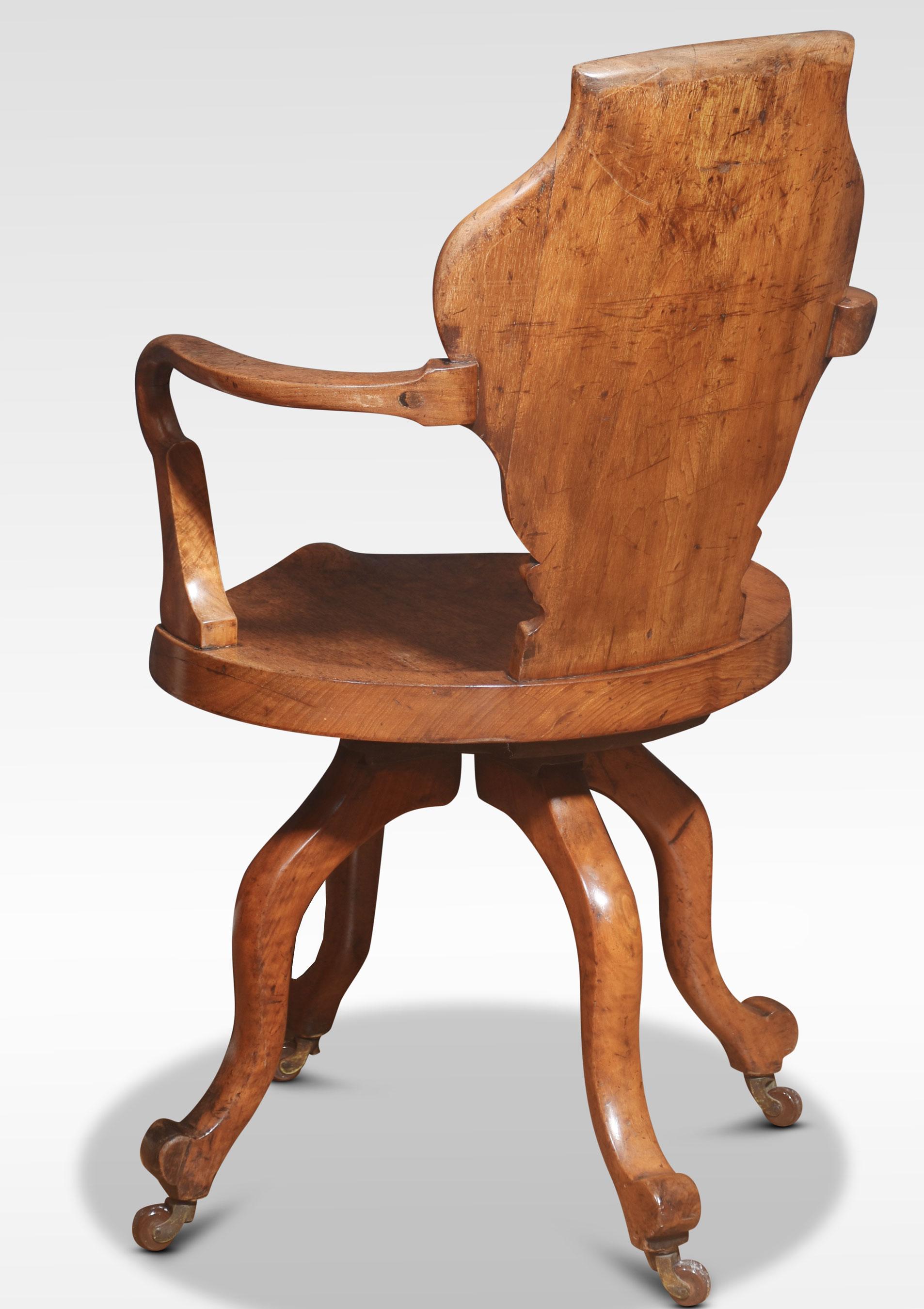 19th Century Oak office revolving desk chair