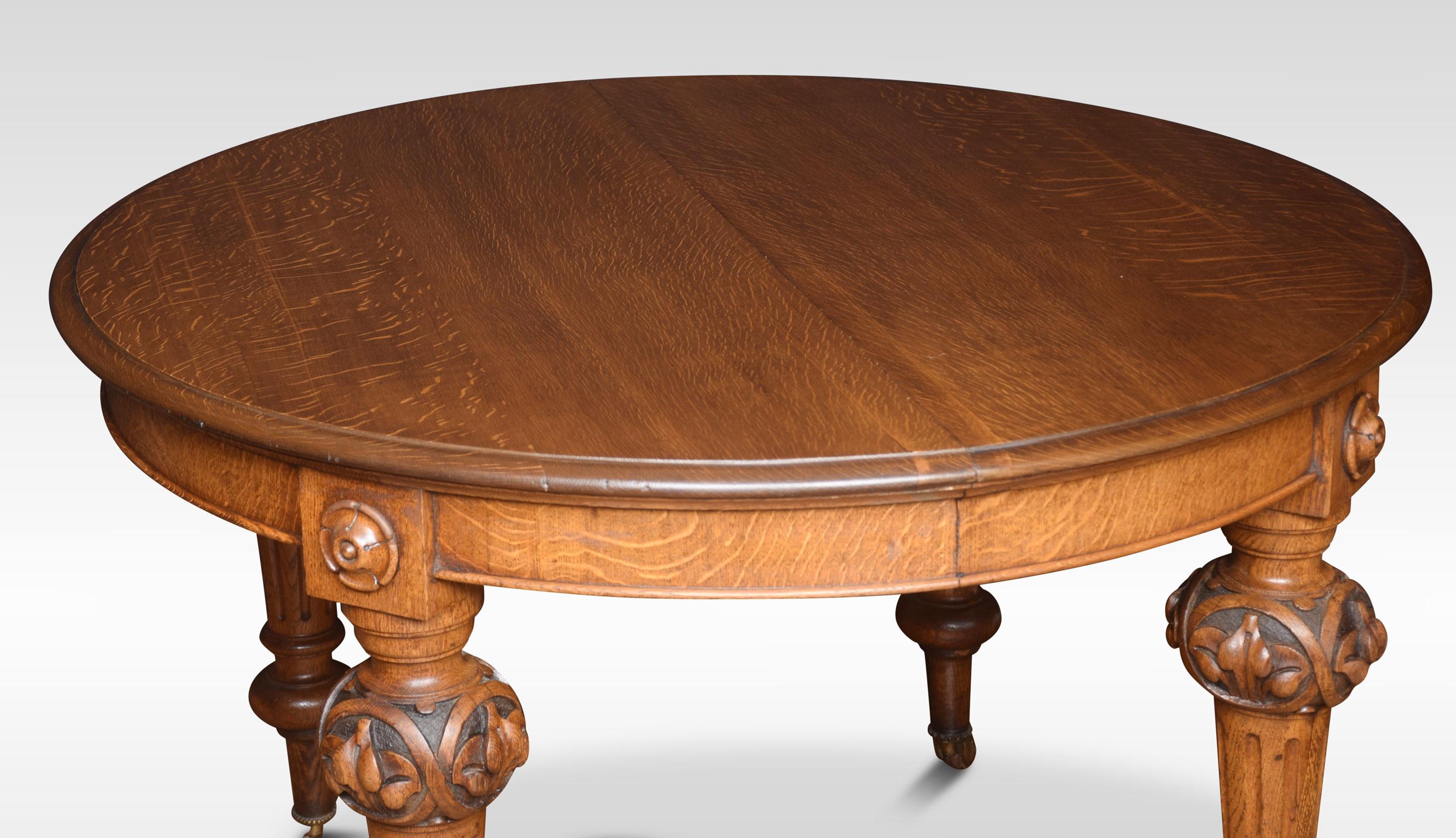 19th Century Oak Oval Extending Dining Table