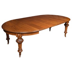 Antique Oak Oval Extending Dining Table