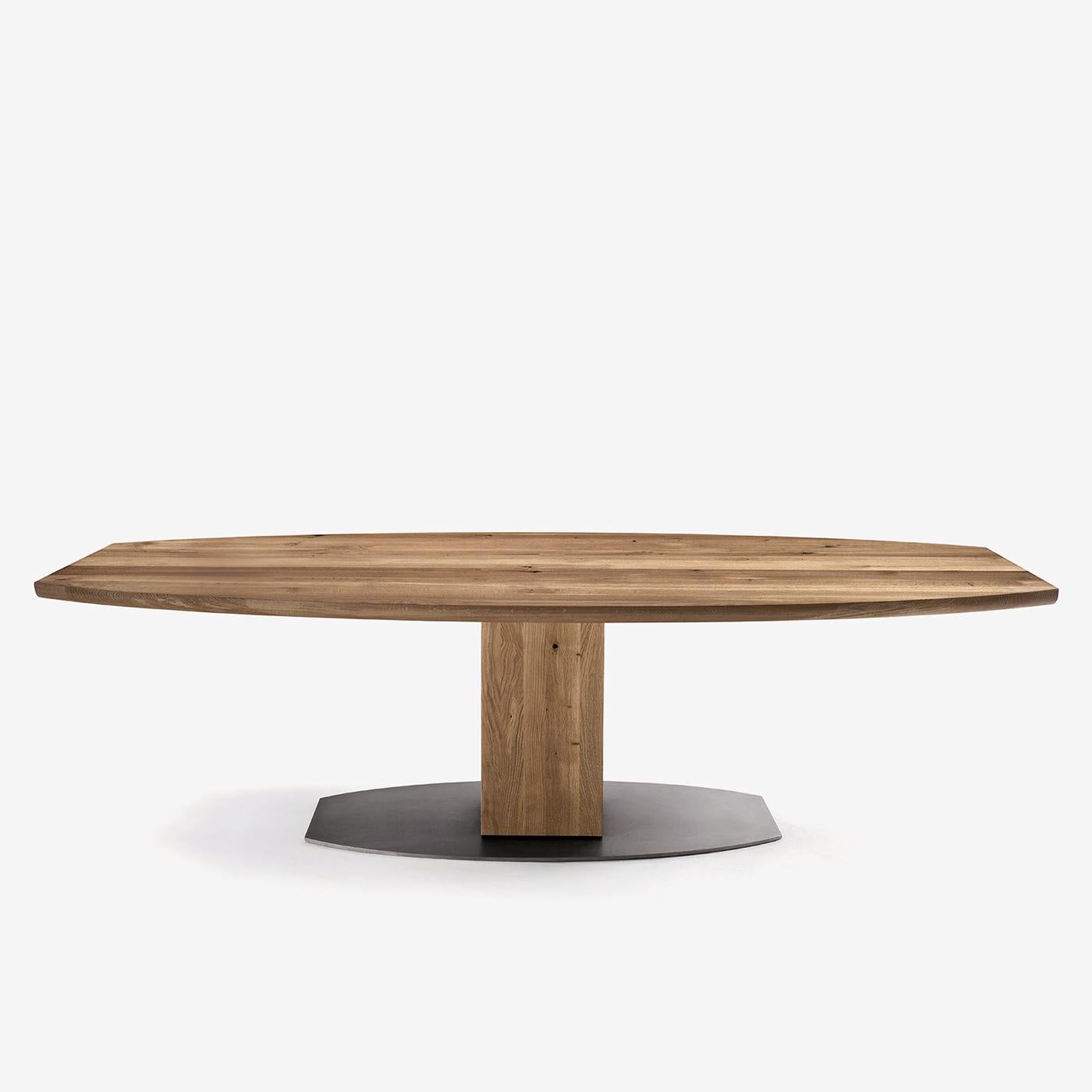 Hand-Crafted Oak Oval T Dining Table