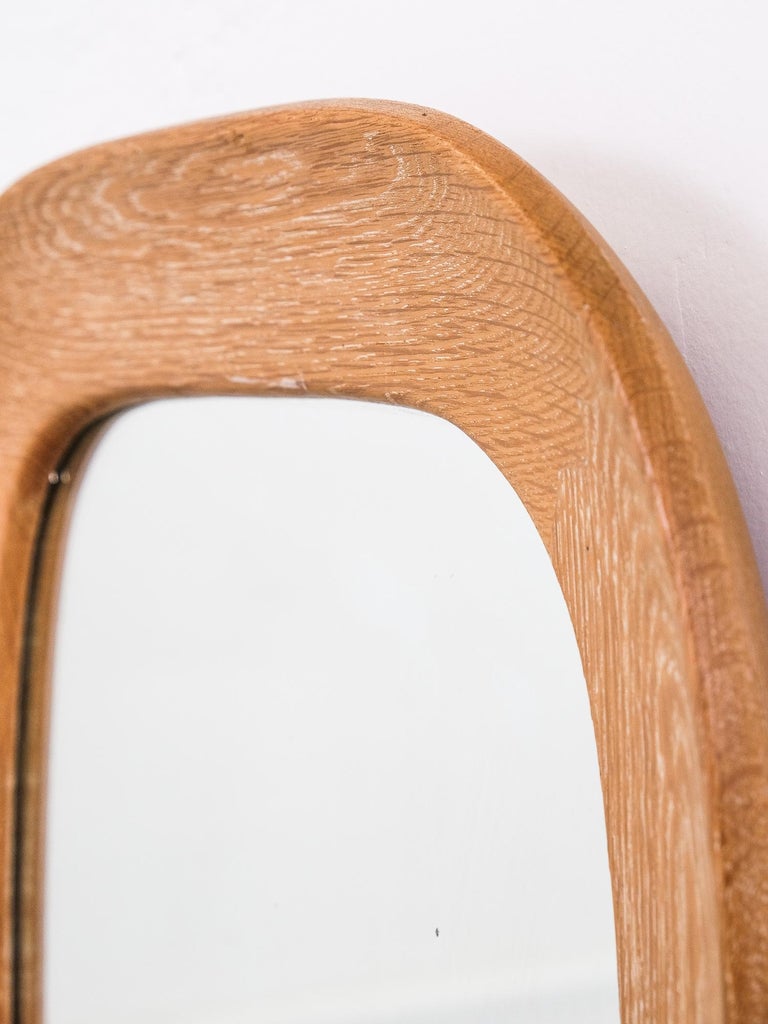 Oak Oval Wall Mirror by Per Argén for Fröseke, Sweden, 1950s For Sale