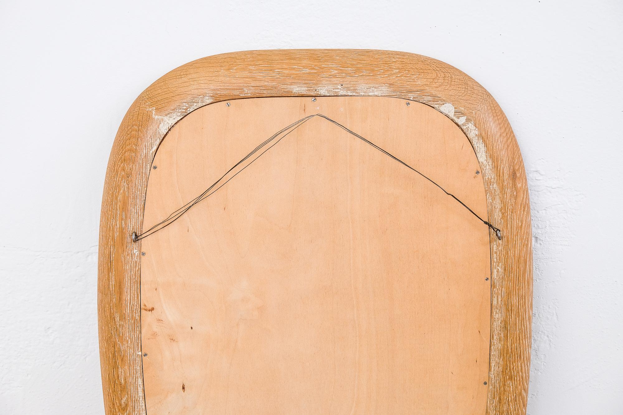 Mid-20th Century Oak Oval Wall Mirror by Per Argén for Fröseke, Sweden, 1950s