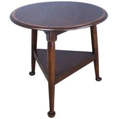 Oak Pad Foot Cricket Table, Satinwood Banding and Ebony Stringing
