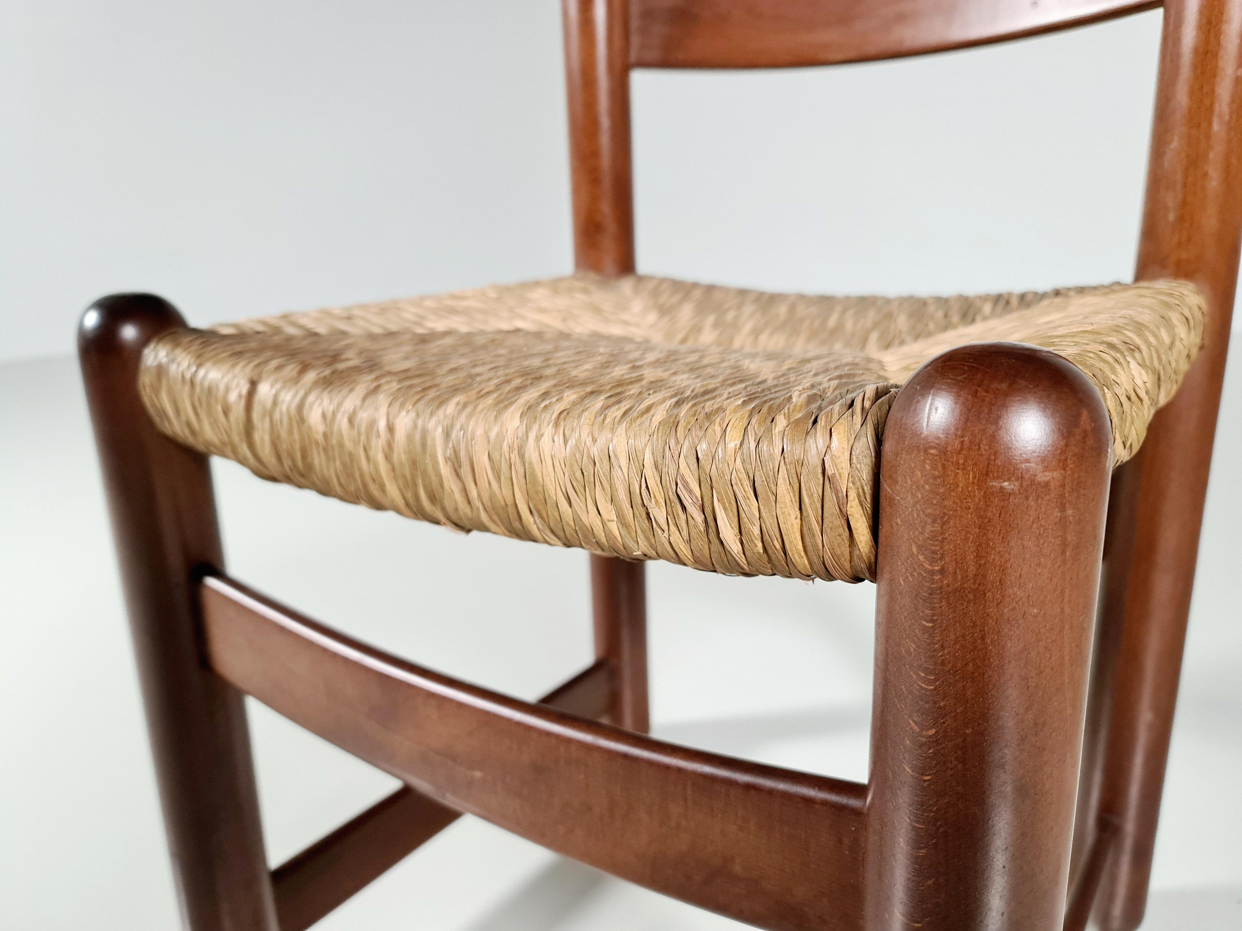 French Oak Padova Dining Chairs by Hank Lowenstein, 1970s