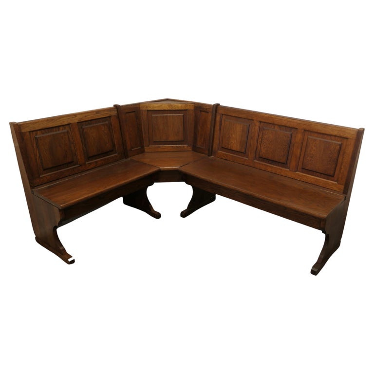 Oak Panelled Pub Corner Settle or Kitchen Bench For Sale at 1stDibs
