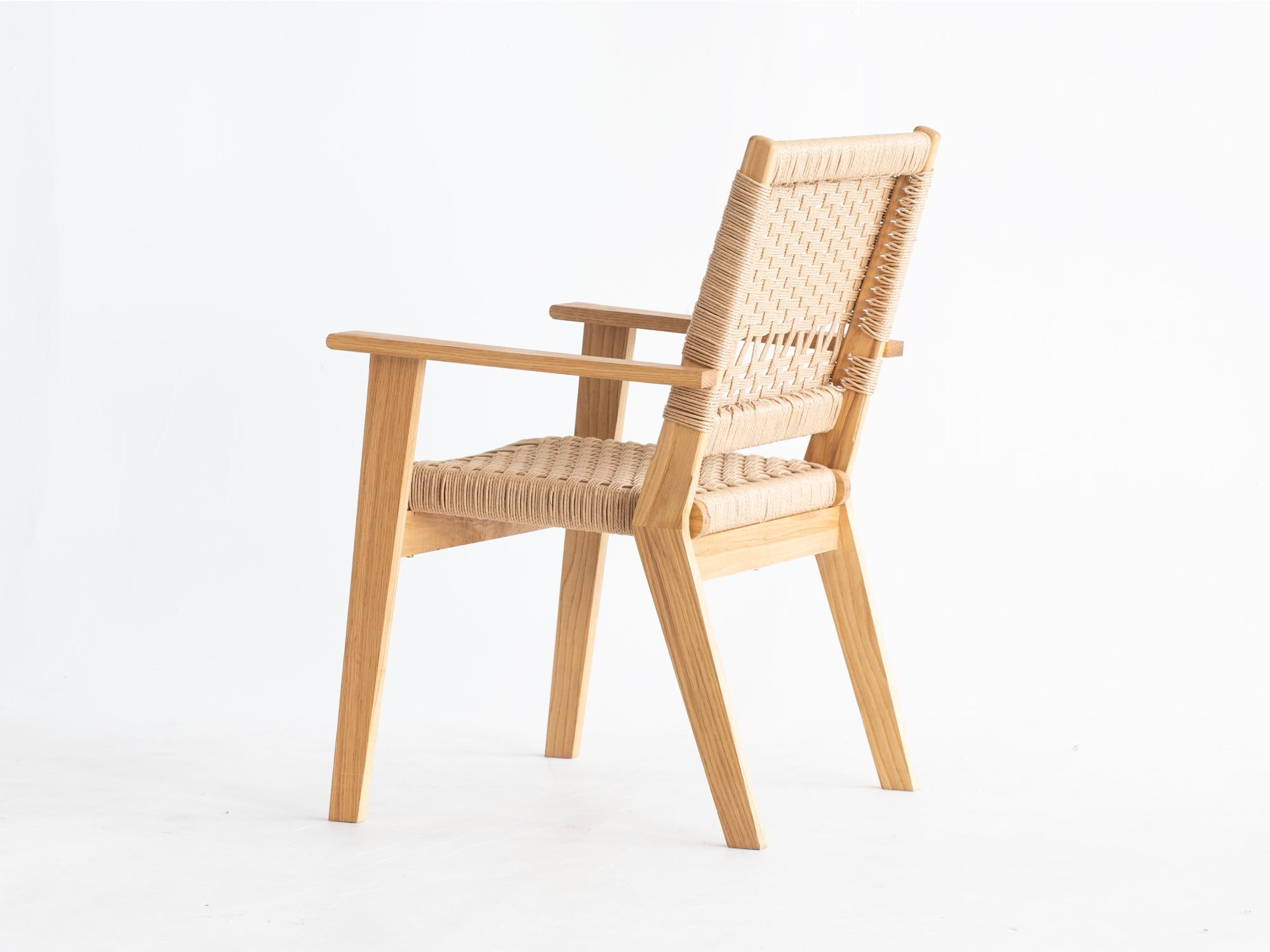 Scandinavian Modern Oak & Paper Cord Lounge Chair For Sale
