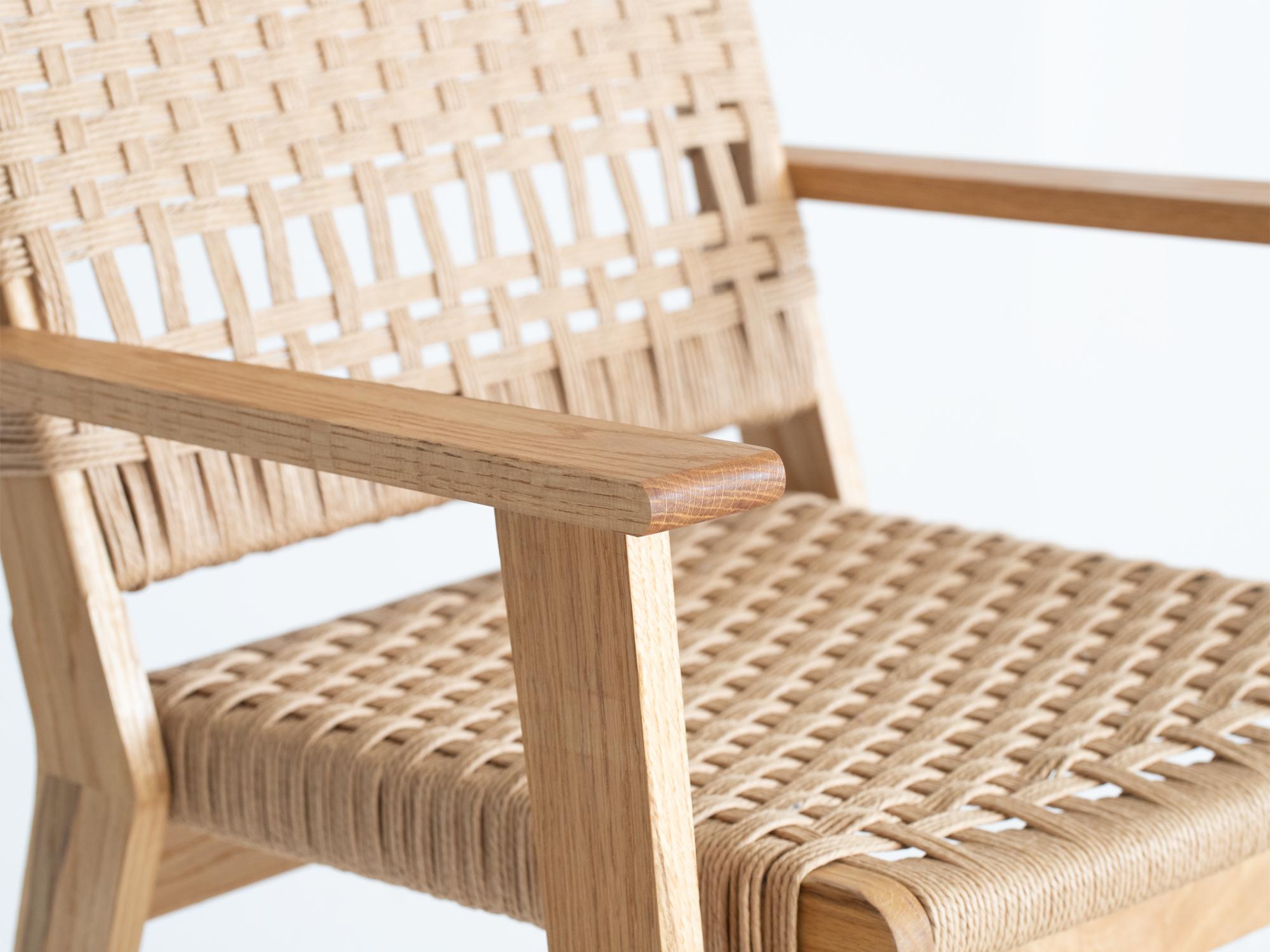 Contemporary Oak & Paper Cord Lounge Chair For Sale