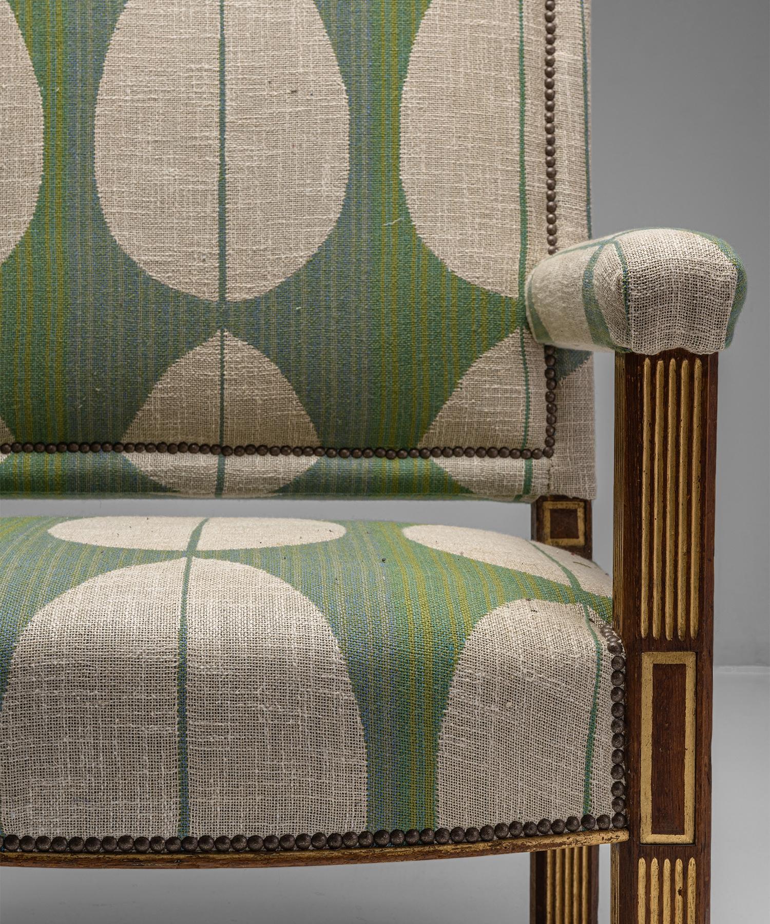 Oak & Parcel Gilt Armchair, England circa 1840 In Good Condition In Culver City, CA