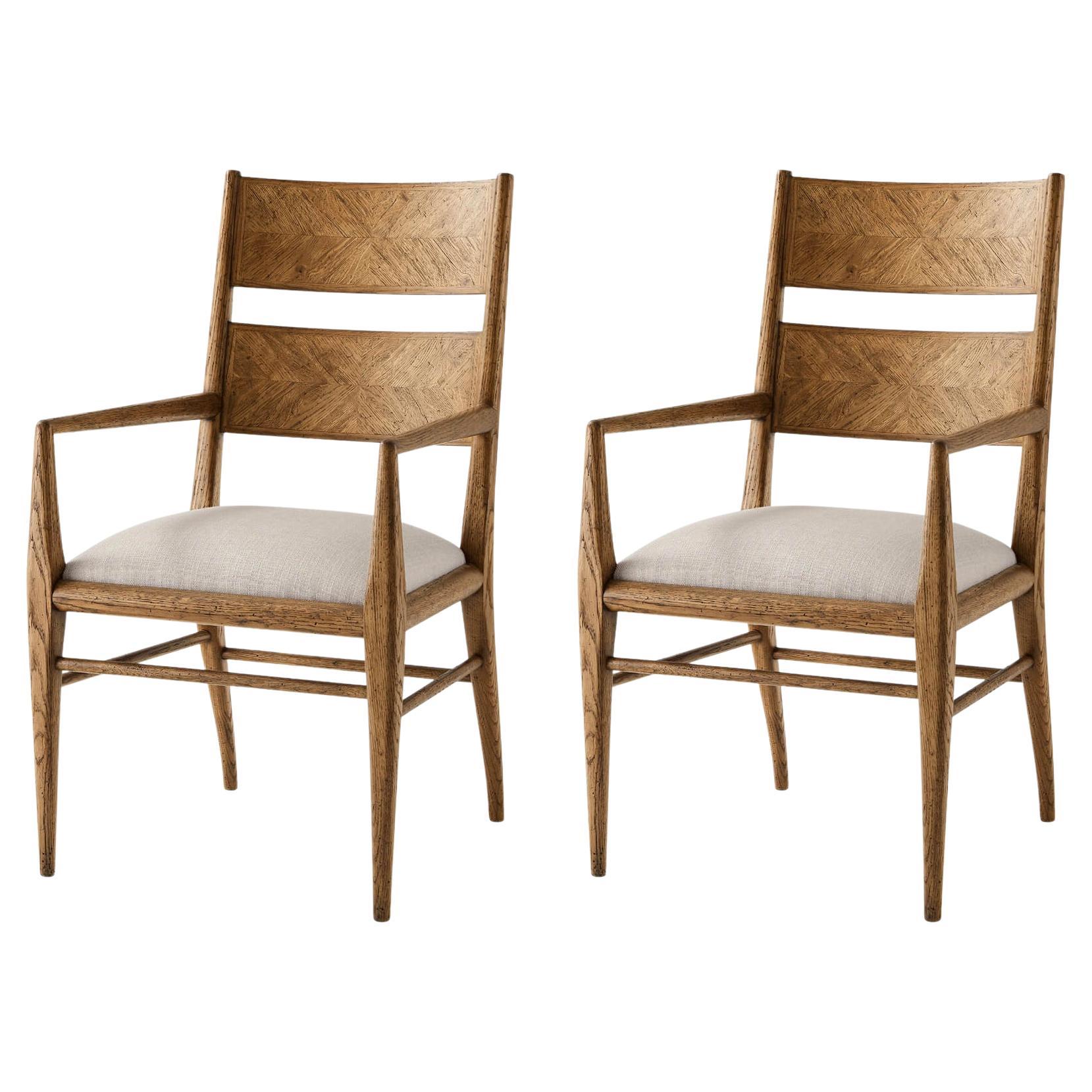Sillones de comedor de parquet de roble (Juego de 2)