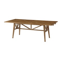 Oak Parquetry Extending Dining Table