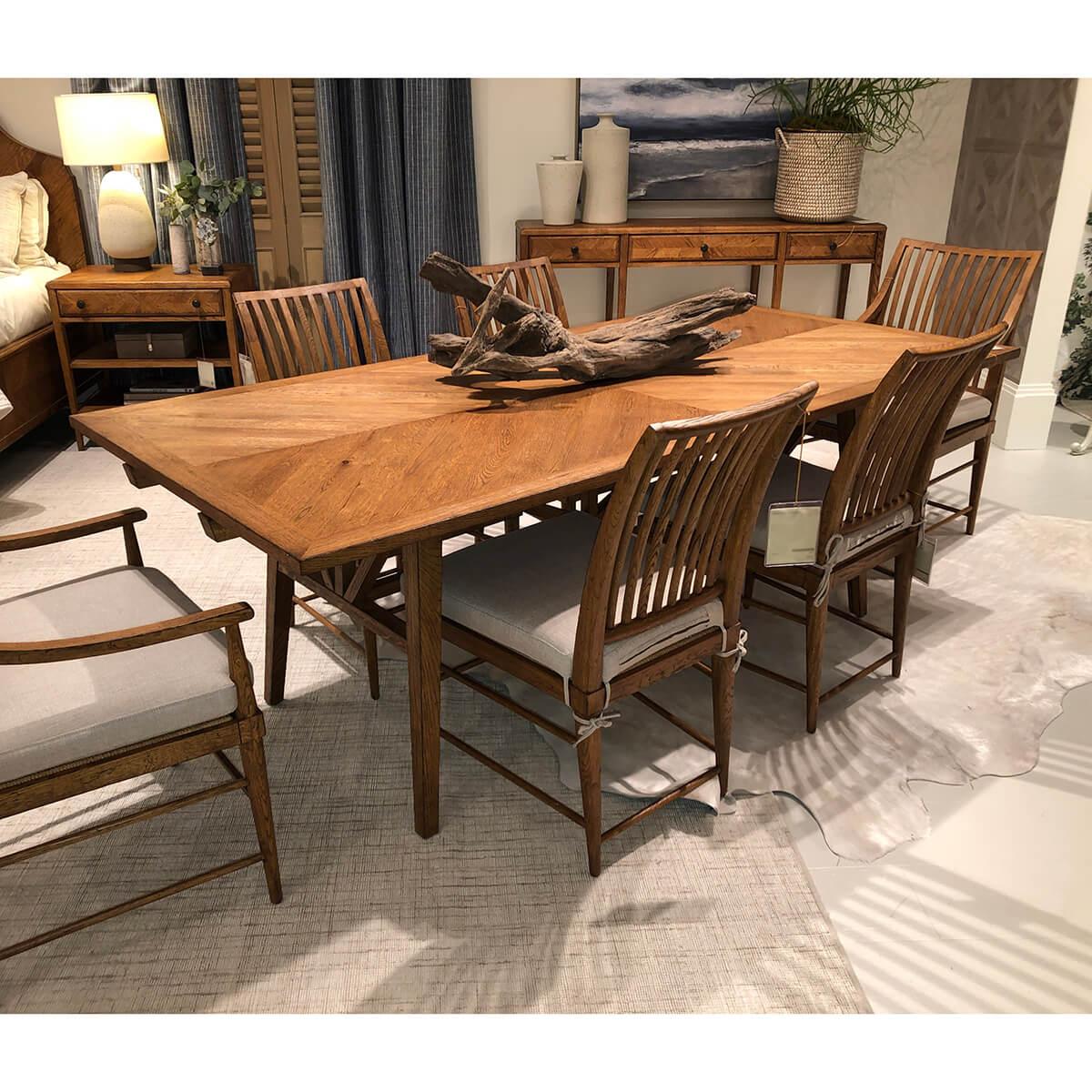 Vietnamese Oak Parquetry Extending Dining Table For Sale
