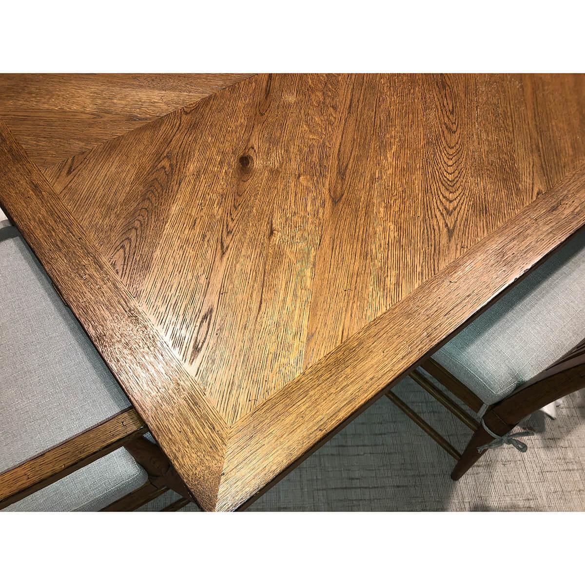 Oak Parquetry Extending Dining Table In New Condition For Sale In Westwood, NJ