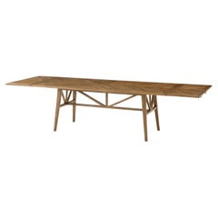 Oak Parquetry Extending Dining Table