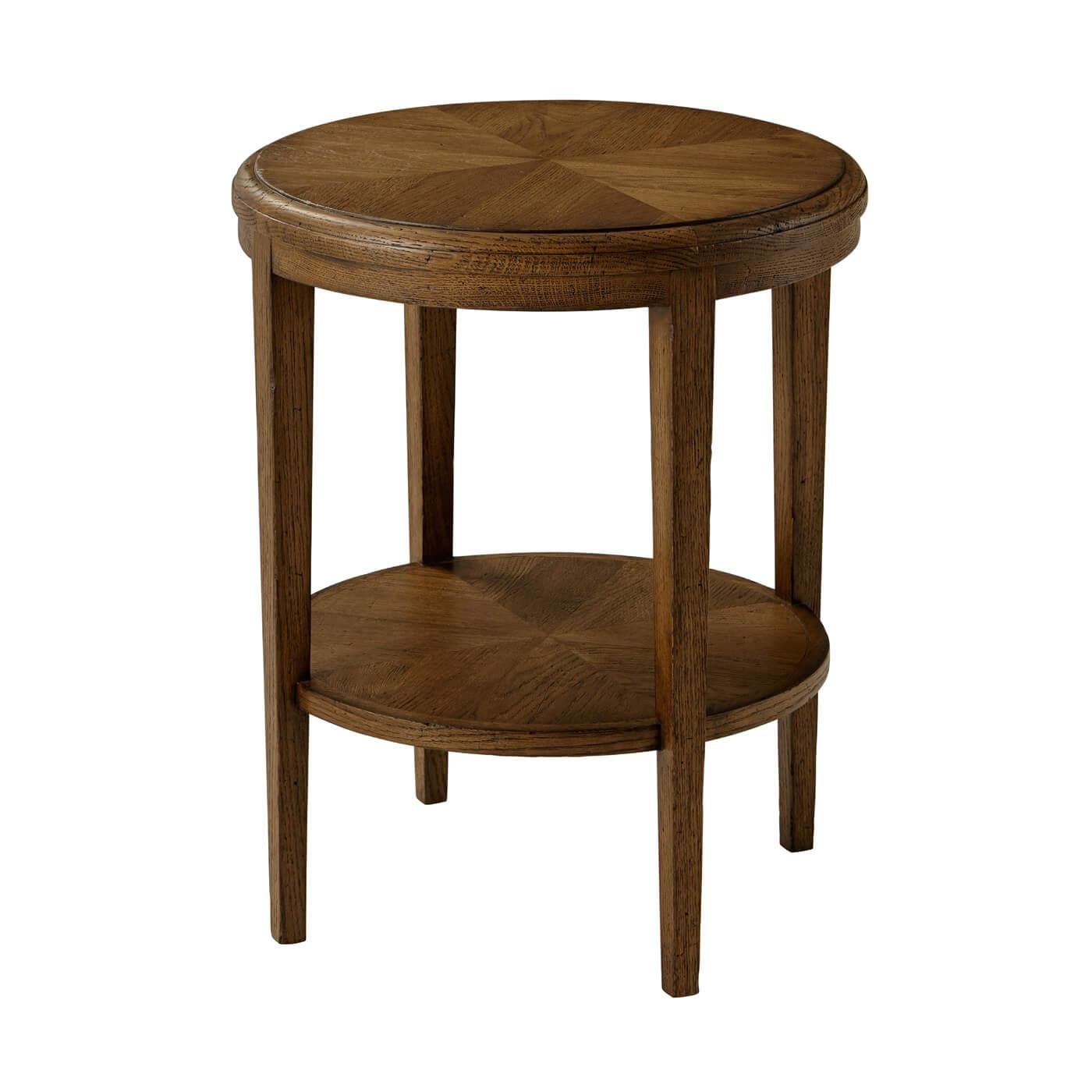 Table d'appoint ronde en parquet Oak, chêne foncé Neuf - En vente à Westwood, NJ