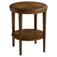 Oak Parquetry Round Side Table, Dark Oak