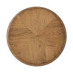 Oak Parquetry Round Side Table, Light Oak